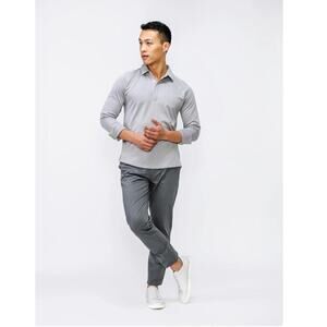 Ministry of Supply Apollo Polo M Gray Raglan Outlast Long Sleeve
